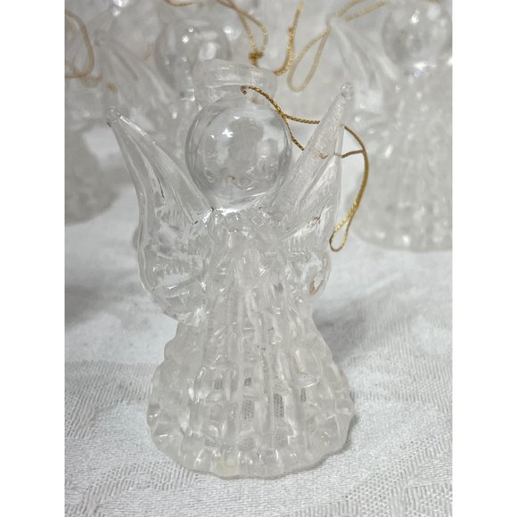17 Plastic Vintage Clear Blown Glass Style Angel Tree Decor Christmas 2.5” tall - Picture 3 of 5